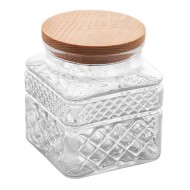 Pote 600ml De Vidro Com Tampa Em Madeira